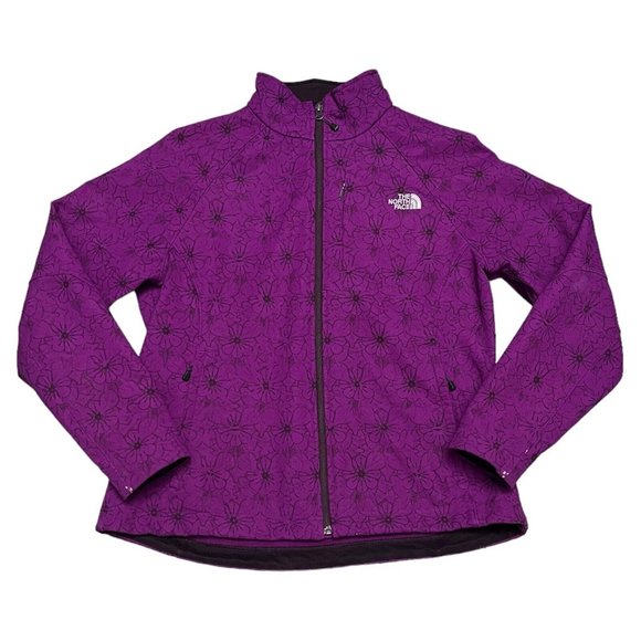 The North Face Purple Floral Soft Shell Designer Outdoor Jacket Womens XL - Picture 1 of 7